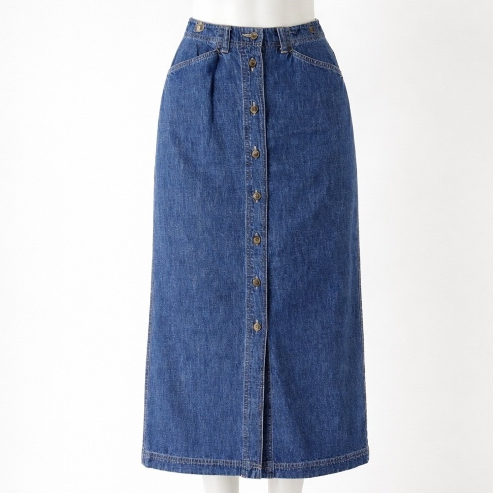 Vintage Jones Button Front Denim Maxi Skirt Women's 6 Western Country Modest